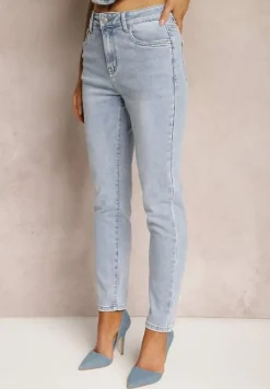 Jasnoniebieskie Jeansy Skinny bez Zdobień Riozena