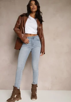 Jasnoniebieskie Jeansy Skinny z Bawełny Push-Up Carivira