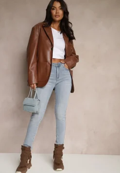 Jasnoniebieskie Jeansy Skinny z Bawełny Push-Up Carivira