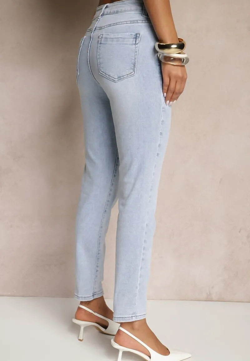 Jasnoniebieskie Jeansy Slim Regular Waist Ravionne