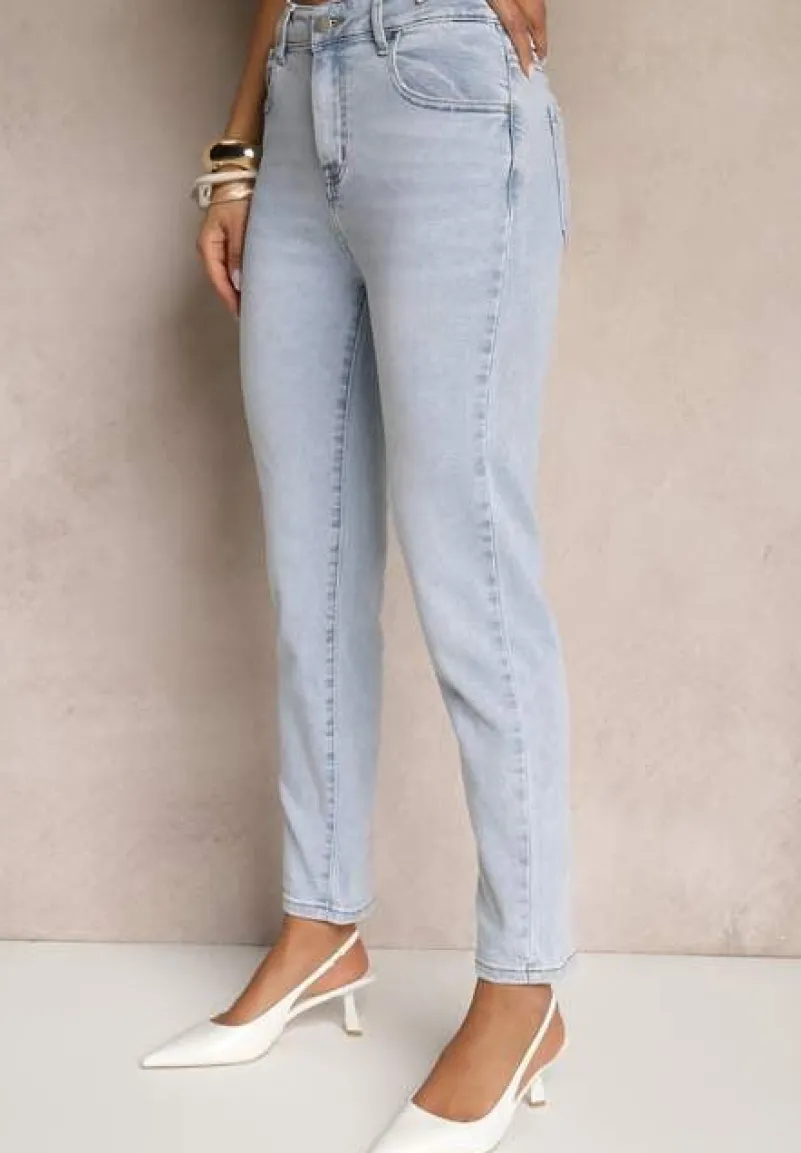 Jasnoniebieskie Jeansy Slim Regular Waist Ravionne
