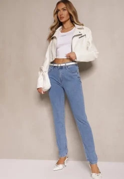 Jasnoniebieskie Jeansy Typu Skinny z Bawełną High Waist Novorine