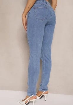 Jasnoniebieskie Jeansy Typu Skinny z Bawełną High Waist Novorine