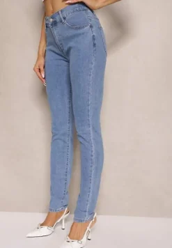 Jasnoniebieskie Jeansy Typu Skinny z Bawełną High Waist Novorine