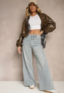 Jasnoniebieskie Jeansy Wide Leg High Waist Sesionis