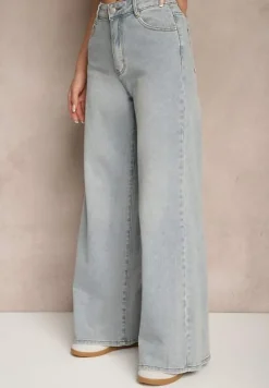 Jasnoniebieskie Jeansy Wide Leg High Waist Sesionis