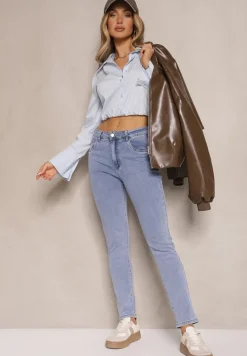 Jasnoniebieskie Jeansy z Bawełną Typu Skinny Novanisse