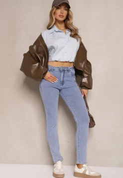 Jasnoniebieskie Jeansy z Bawełną Typu Skinny Novanisse