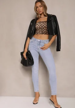 Jasnoniebieskie Jeansy z Bawełną Skinny Push Up Yastebia