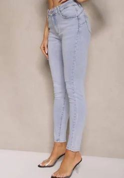 Jasnoniebieskie Jeansy z Bawełną Skinny Push Up Yastebia