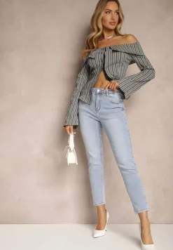 Jasnoniebieskie Jeansy z Bawełny Typu Skinny Selinda