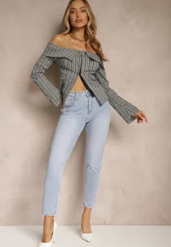 Jasnoniebieskie Jeansy z Bawełny Typu Skinny Selinda