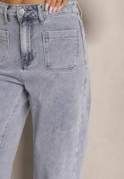 Jasnoniebieskie Jeansy z Bawełną i Wiskozą High Waist o Szerokim Kroju Galeriela