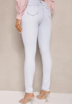 Jasnoniebieskie Jeansy z Wiskozą i Bawełną Typu Skinny Valliren