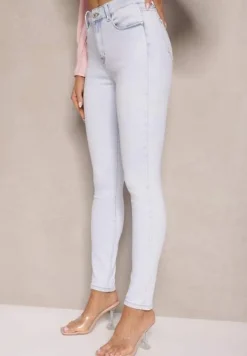 Jasnoniebieskie Jeansy z Wiskozą i Bawełną Typu Skinny Valliren