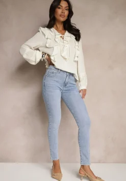 Jasnoniebieskie Jeansy z Bawełny Typu Slim Felindrae