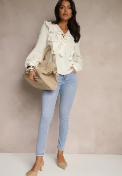 Jasnoniebieskie Jeansy z Bawełny Typu Slim Felindrae