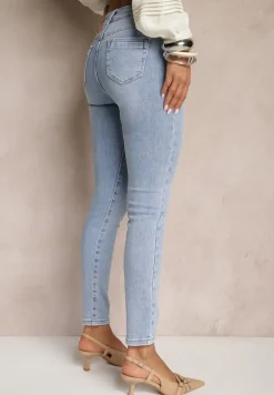 Jasnoniebieskie Jeansy z Bawełny Typu Slim Felindrae