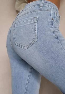 Jasnoniebieskie Jeansy z Bawełny Typu Slim Felindrae