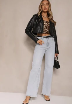 Jasnoniebieskie Jeansy z Bawełny z Szerokimi Nogawkami Emissora