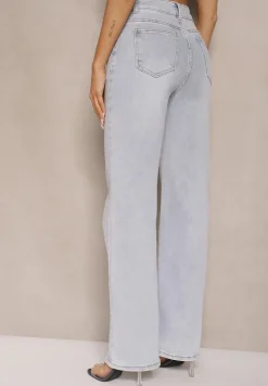 Jasnoniebieskie Jeansy z Bawełny z Szerokimi Nogawkami Emissora