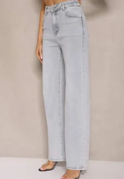 Jasnoniebieskie Jeansy z Bawełny z Szerokimi Nogawkami Emissora