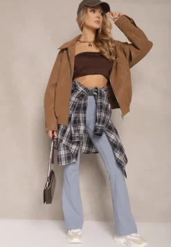 Jasnoniebieskie Legginsy Dzwony High Waist Korivienne