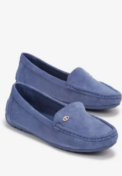 Jasnoniebieskie Mokasyny ze Skórzaną Wkładką i Przeszyciami Yaritza