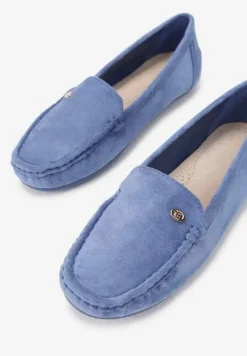 Jasnoniebieskie Mokasyny ze Skórzaną Wkładką i Przeszyciami Yaritza