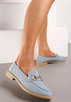 Jasnoniebieskie Mokasyny z Ekozamszu z Klamerką na Nosku Kavella