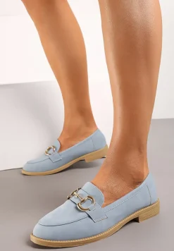 Jasnoniebieskie Mokasyny z Ekozamszu z Klamerką na Nosku Kavella