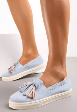 Jasnoniebieskie Półbuty z Chwostami na Grubej Podeszwie Melana