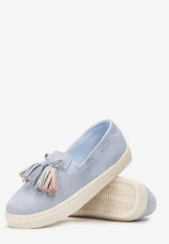 Jasnoniebieskie Półbuty z Chwostami na Grubej Podeszwie Melana