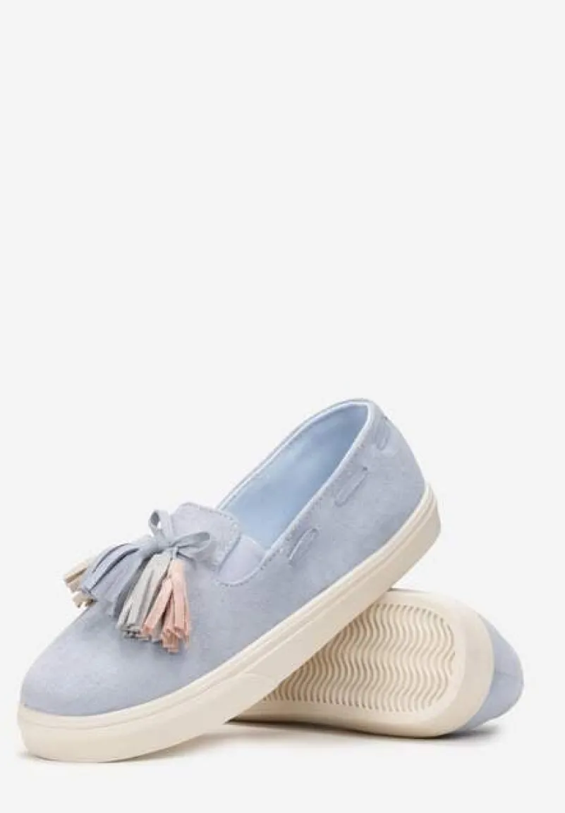 Jasnoniebieskie Półbuty z Chwostami na Grubej Podeszwie Melana