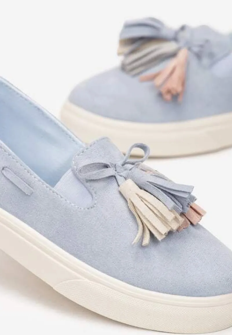 Jasnoniebieskie Półbuty z Chwostami na Grubej Podeszwie Melana