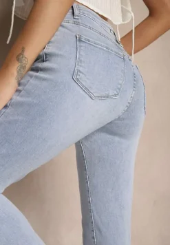 Jasnoniebieskie Skinny Jeansy z Bawełny High Waist Seslina