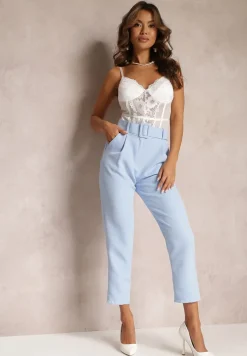 Jasnoniebieskie Spodnie z Paskiem Eudea