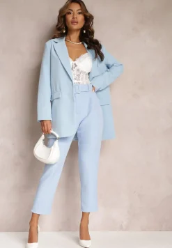 Jasnoniebieskie Spodnie z Paskiem Eudea