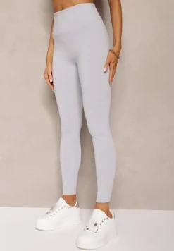 Jasnoniebieskie Sportowe Legginsy High Waist Quarefia