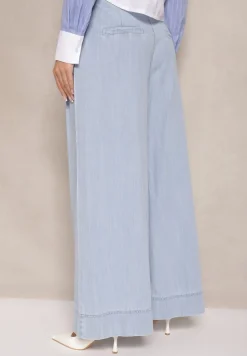 Jasnoniebieskie Szerokie Jeansy z Bawełny High Waist Cohna
