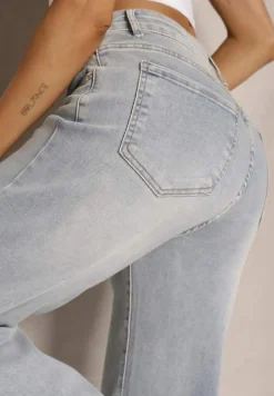 Jasnoniebieskie Szerokie Jeansy High Waist Lanosisa