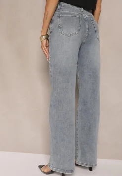 Jasnoniebieskie Szerokie Jeansy High Waist z Wiskozą Uliriel