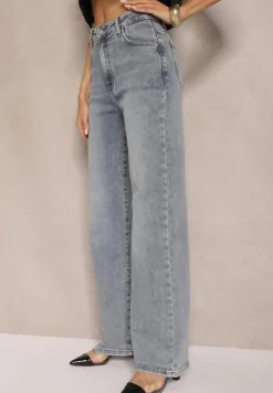 Jasnoniebieskie Szerokie Jeansy High Waist z Wiskozą Uliriel