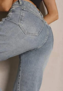 Jasnoniebieskie Szerokie Jeansy High Waist z Wiskozą Uliriel