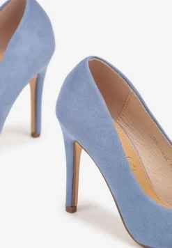 Jasnoniebieskie Szpilki Vices ze Skórzaną Wkładką w Klasycznym Stylu Vennael