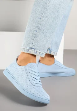 Jasnoniebieskie Tenisówki z Perforowaną Cholewką Ellivene