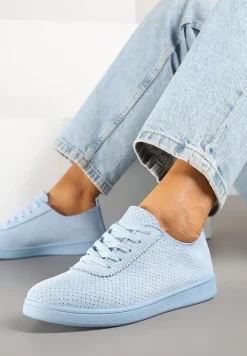 Jasnoniebieskie Tenisówki z Perforowaną Cholewką Ellivene