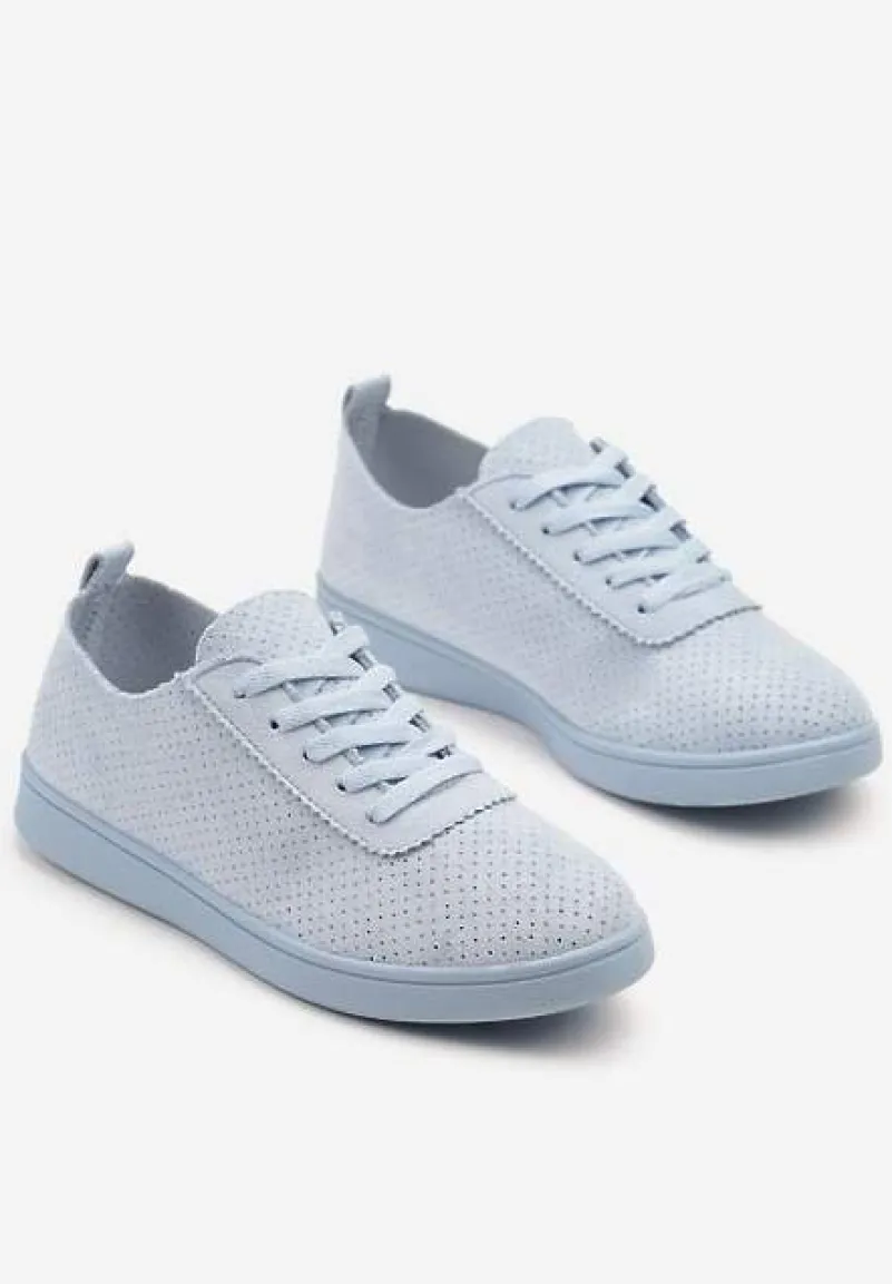 Jasnoniebieskie Tenisówki z Perforowaną Cholewką Ellivene