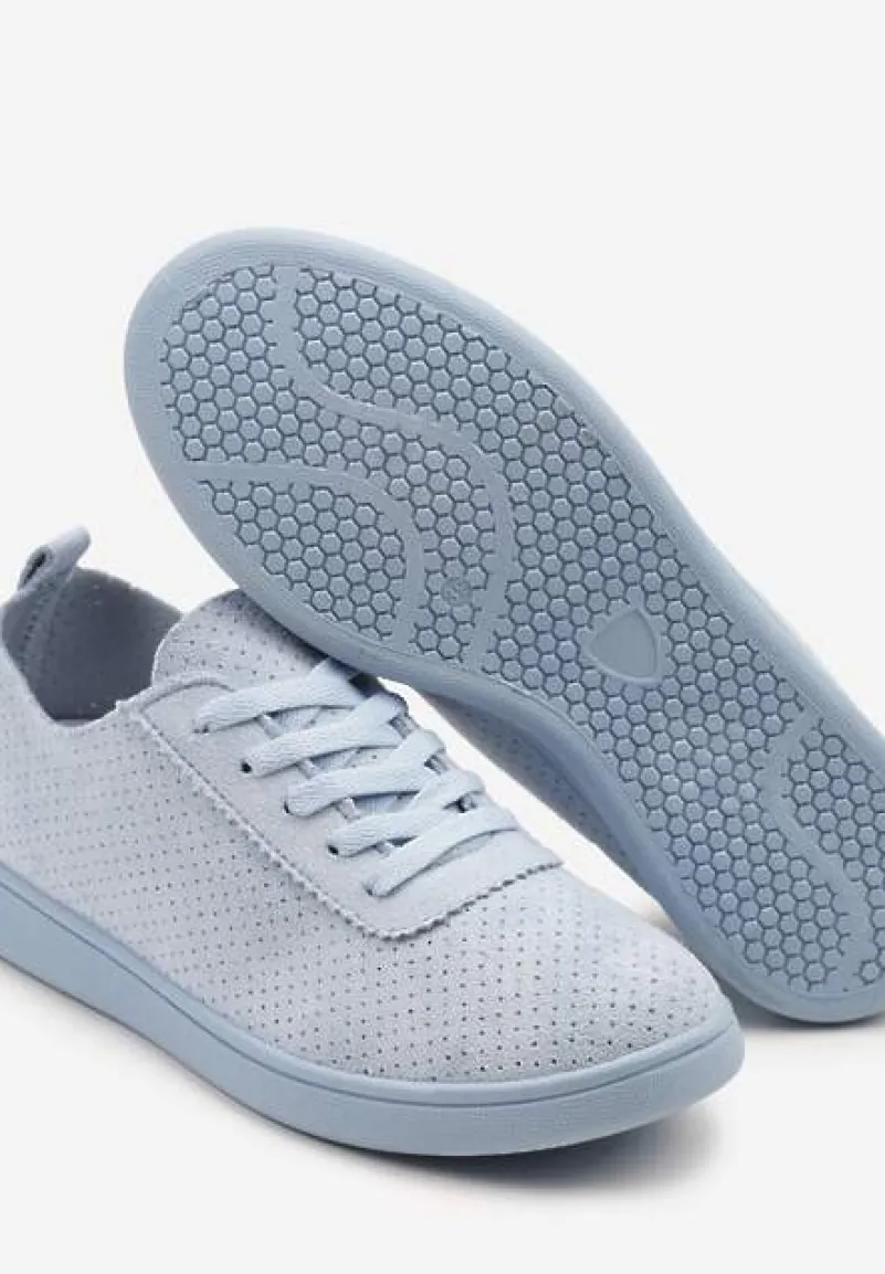 Jasnoniebieskie Tenisówki z Perforowaną Cholewką Ellivene