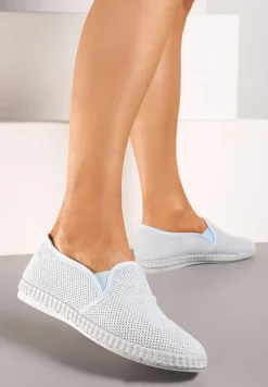 Jasnoniebieskie Tenisówki Wsuwane Zdobione Perforacją Moaxella